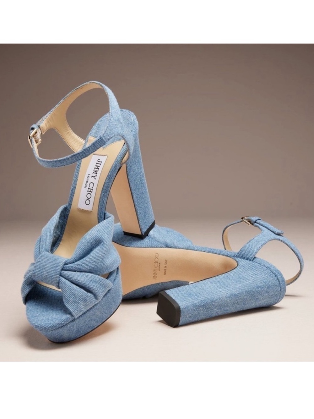 Jimmy Choo Heloise Denim Platform Heel Sandals